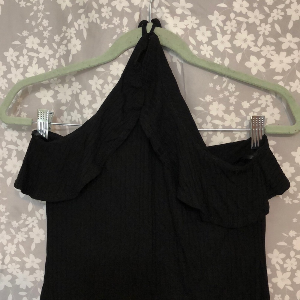 Halter ribbed mini dress